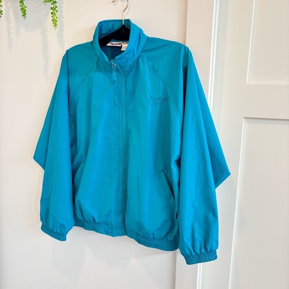 Reebok Vintage Y2K 90's Teal Zi Up Raincoat Windbreaker Jacket Size M Unisex - Picture 2 of 8